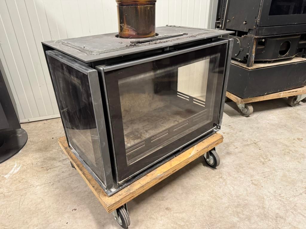 Barbas Unilux 3-300 inzethaard houtkachel 3 zijden zicht, Gebruikt, Houtkachel, Ophalen of Verzenden, Inbouw