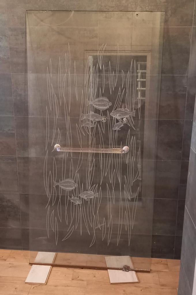 Unieke Douchedeur met Onderwatertafereel en Vissen - 180x90, Ophalen, Gebruikt, 80 tot 120 cm, Overige typen