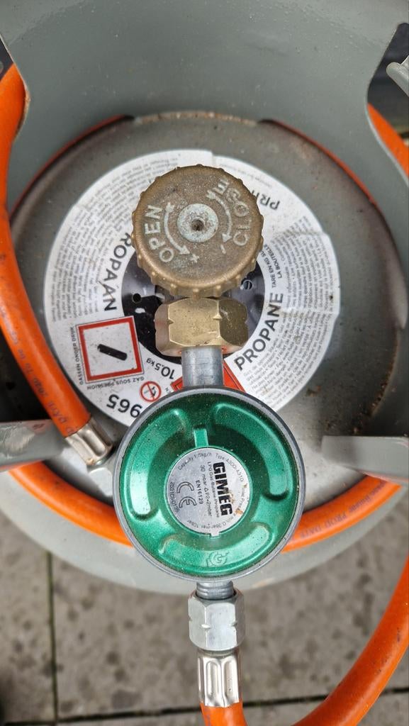 Primagaz gasfles 10.5 kg met regelaar en slang, Tuin en Terras, Gasbarbecues, Ophalen, Gebruikt