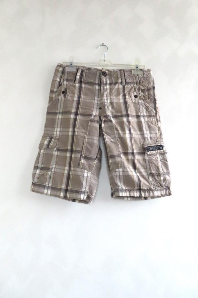 Bermuda Ruit Kaki Chasin mt S (4538), Kleding | Heren, Broeken en Pantalons, Chasin, Ophalen of Verzenden, Zo goed als nieuw, Grijs