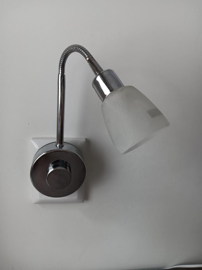 Wandlamp met flexibele arm matglas LED met dimmer, Ophalen of Verzenden, Gebruikt, Glas