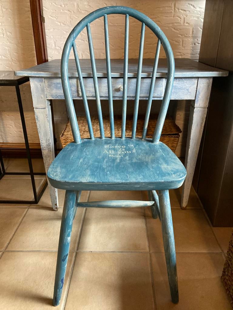 Brocante stoel Annie Sloan Blue, Ophalen, Gebruikt, Blauw, Eén