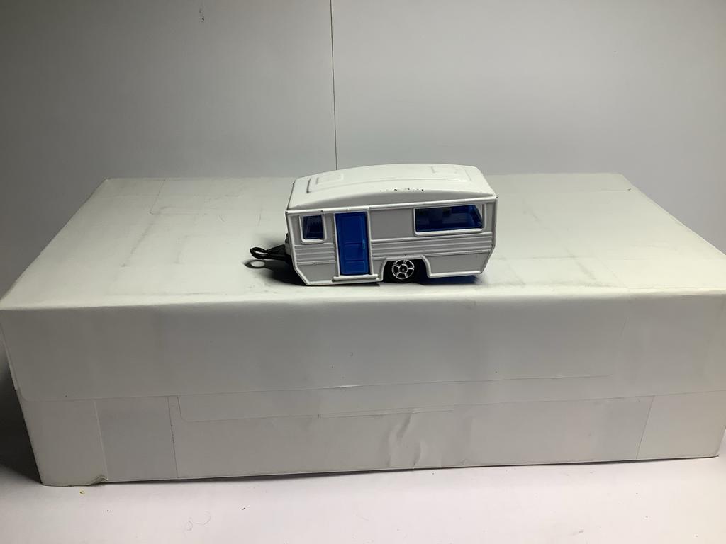 Vintage GORCI Caravan - Wit met Blauwe Details, Ophalen of Verzenden, Zo goed als nieuw, Overige typen, Corgi