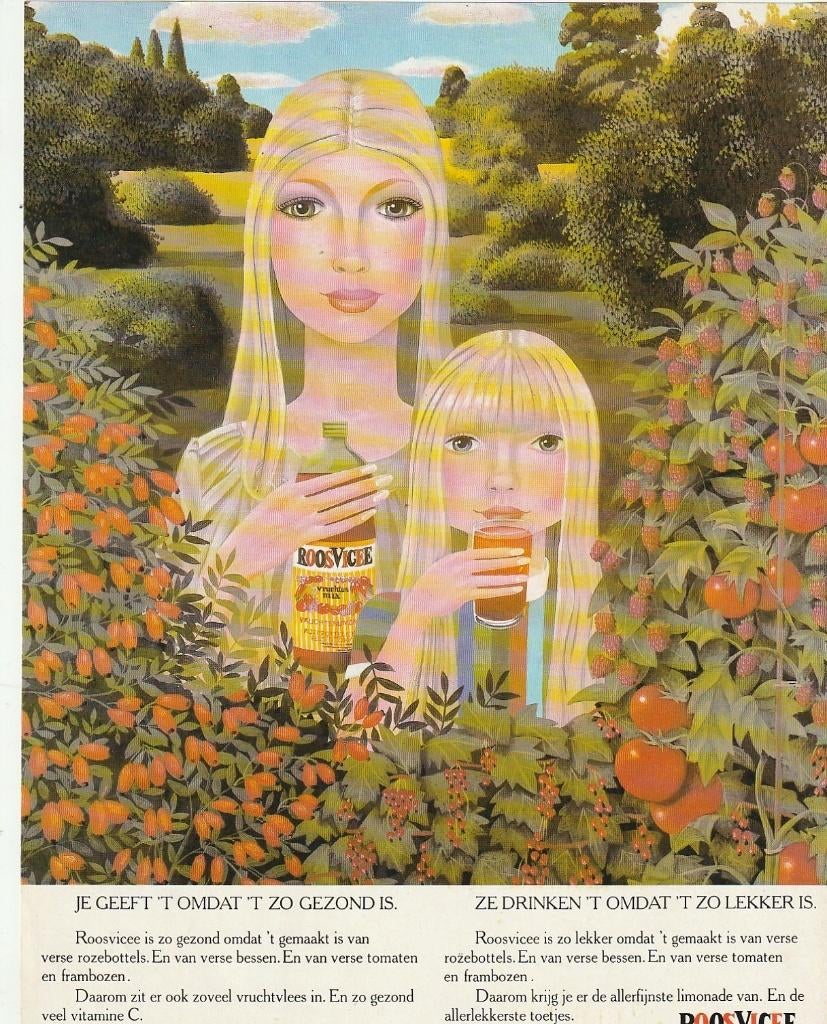 Retro reclame 1980 Roosvicee siroop moeder en dochter, Verzamelen, Retro, Overige typen, Verzenden