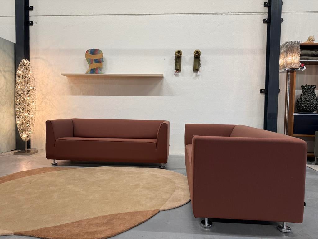 2 Nieuw Gelderland 4800 Bank 2,5 & 2 zits Rime stof 190 rood, 150 tot 200 cm, 75 tot 100 cm, Rechte bank, Gelderland