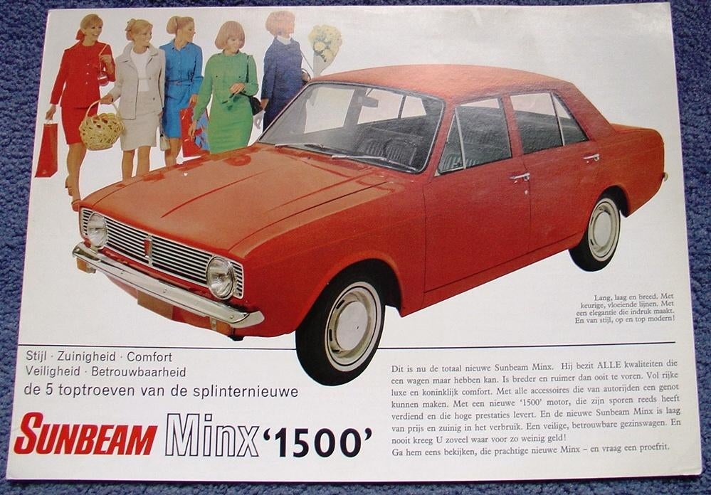 Sunbeam (Hillman) Minx 1500 brochure 1968, Verzenden, Zo goed als nieuw, Overige merken