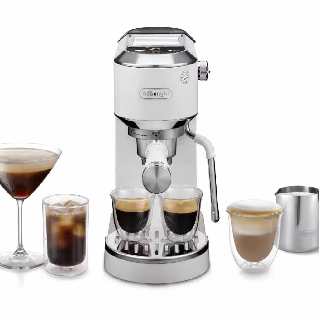 Delonghi Dedica Duo pistonmachine EC890.WI, Ophalen, Espresso apparaat, Zo goed als nieuw, Gemalen koffie