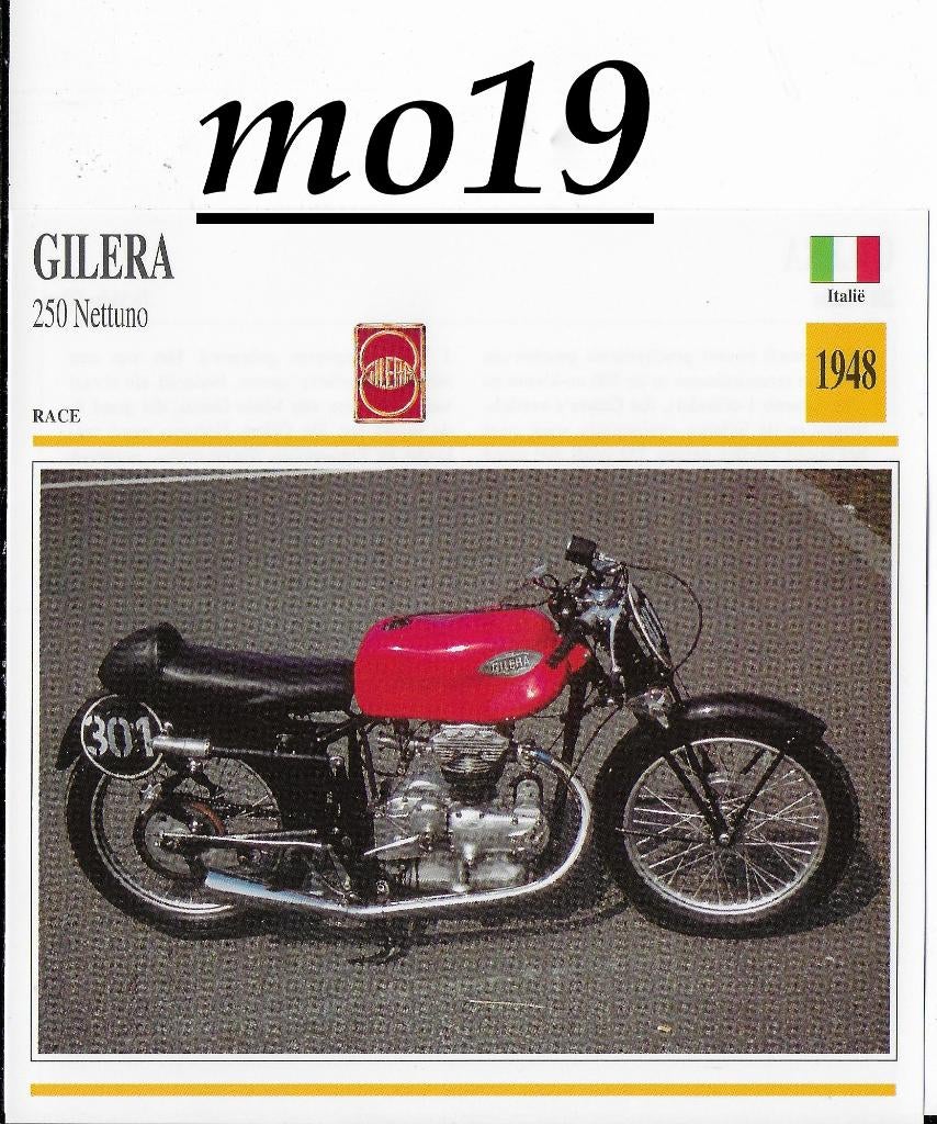 Mo19 motorkaart gilera 250 netuno 1948, Ophalen of Verzenden, Zo goed als nieuw, Motoren