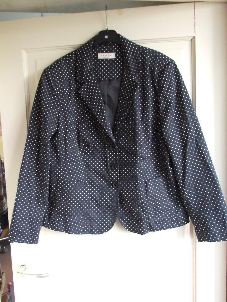 Stark Elements nieuwe zwarte colbert met witte stipjes 48, Starck, Zwart, Maat 46/48 (XL) of groter, Nieuw