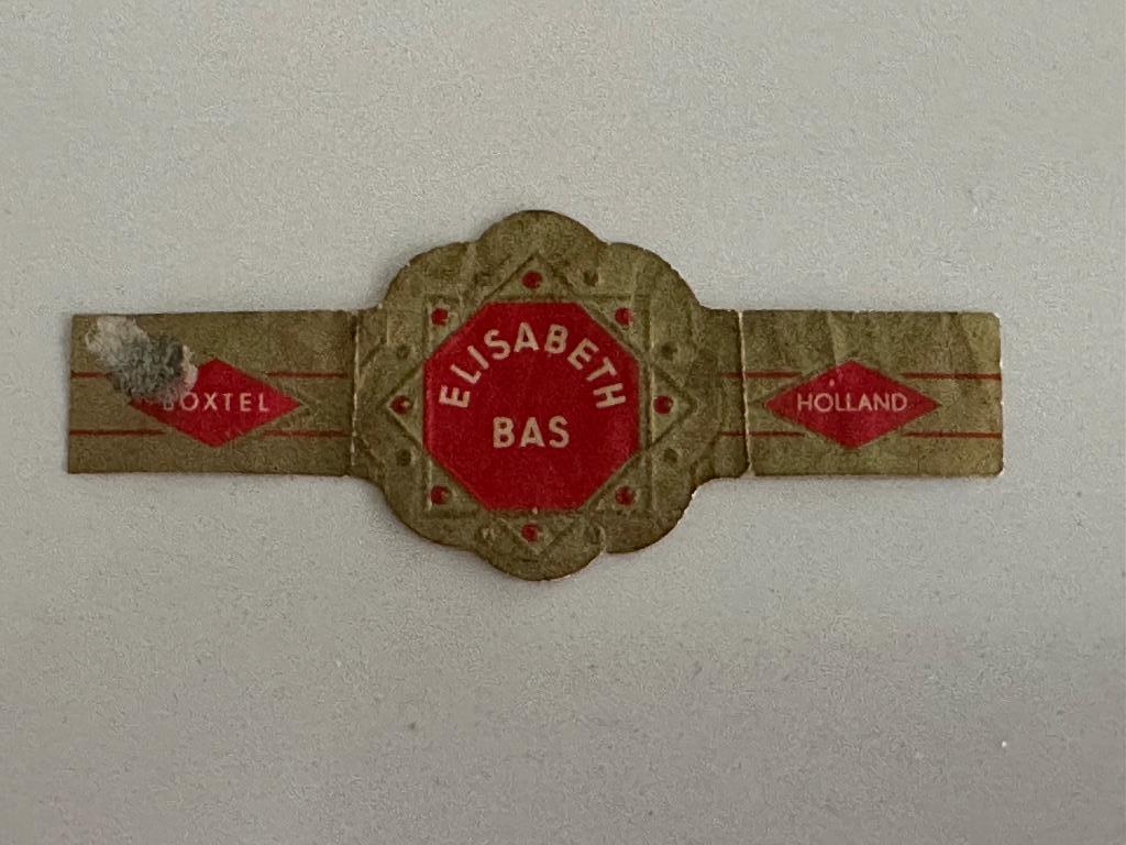 Sigarenbandje Boxtel Elisabeth Bas, Ophalen of Verzenden, Gebruikt, Sigarenbandjes