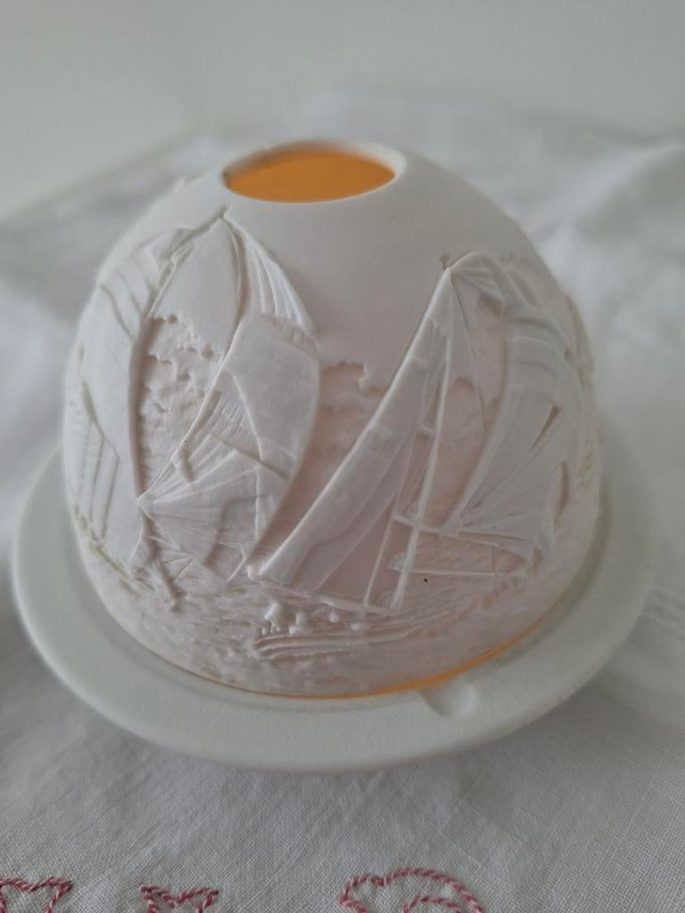 Bernardaud Limoges porseleinen theelichthouder "La Mer", Overige materialen, Ophalen of Verzenden, Zo goed als nieuw, Crème