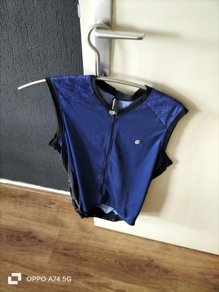 Mooi blauw mouwloos heren wielershirt XXL met rits, Assos, Gebruikt, XXL, Ophalen of Verzenden