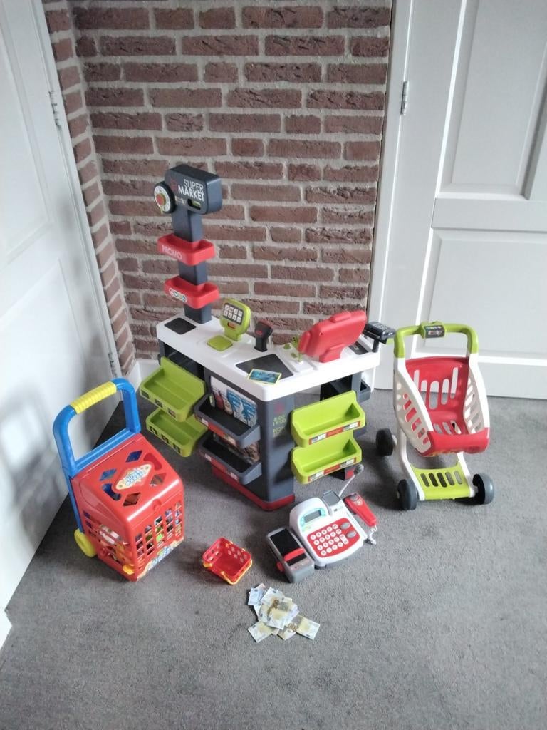 Smoby supermarkt met winkelwagentje en kassa en diverse, Ophalen of Verzenden