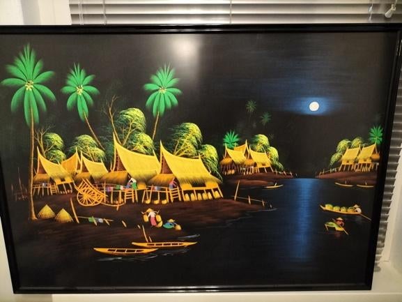 Modern Aziatisch schilderij 105 x 71 cm, Antiek en Kunst, Ophalen