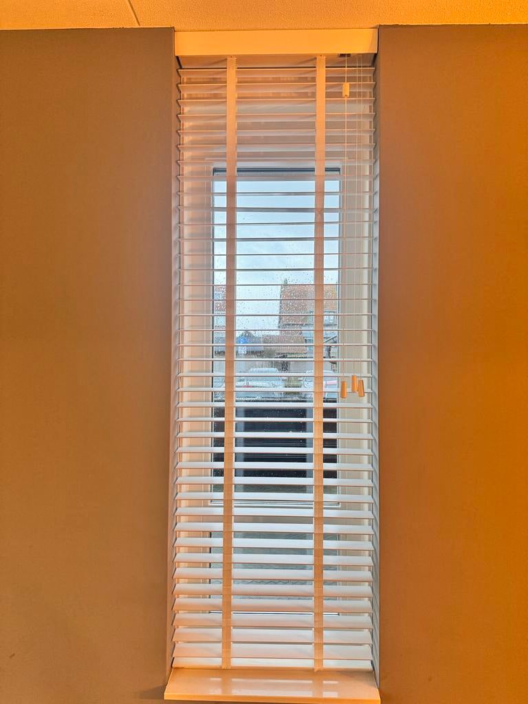Witte houten jaloezieën van Veneta 56 cm x 180 cm, Wit, Zo goed als nieuw, 150 tot 200 cm, 50 tot 100 cm
