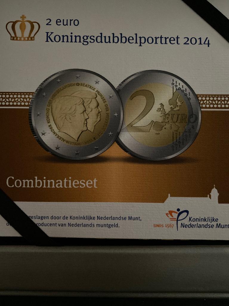 2 euro Koningsdubbelpotret 2014 kleur set, Postzegels en Munten, Munten | Nederland, Ophalen of Verzenden, Koningin Beatrix, Euro's
