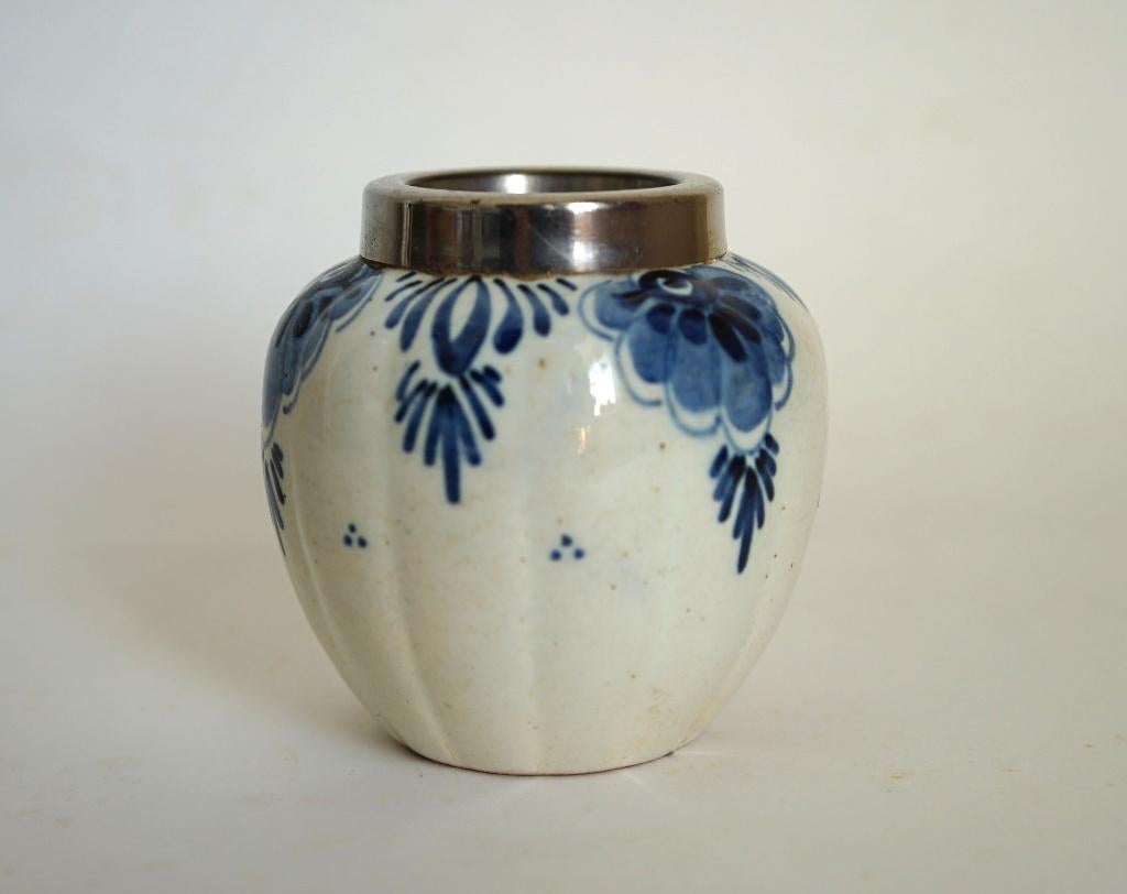 vintage handbeschilderd delft lepelvaasje aardewerk blauw, Antiek en Kunst, Ophalen of Verzenden