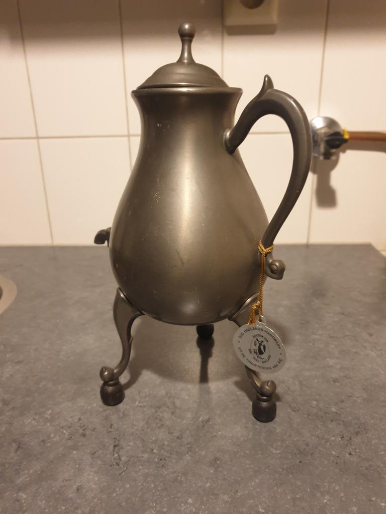 Antieke tinnen theepot/koffiepot - kraan ontbreekt, Ophalen of Verzenden