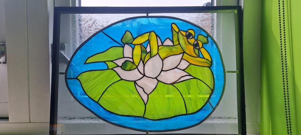 Glas in lood 3 glas dubbel KIKKER MOOI BOD GEVRAAGD, Ophalen of Verzenden, Minder dan 80 cm, Glas in lood, Minder dan 80 cm