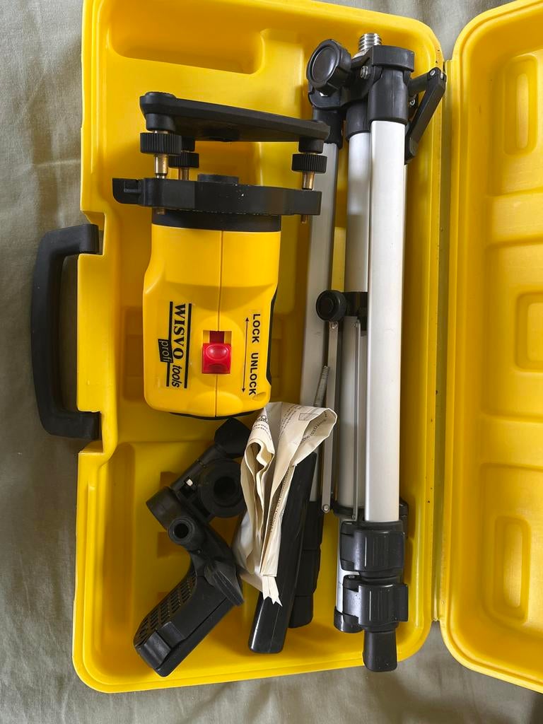 Wisvo Tools Profi Laserwaterpas met Statief en Koffer, Ophalen of Verzenden, Gebruikt, Overige meters