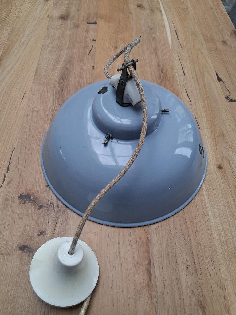 Hanglamp emaille vintage, Huis en Inrichting, Lampen | Hanglampen, Ophalen, Overige materialen, Gebruikt, Vintage
