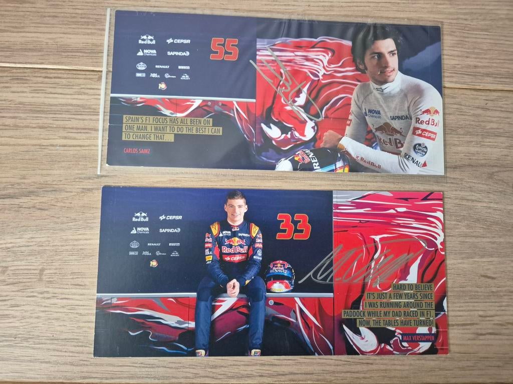 Max verstappen carlos sainz gesigneerde toro rosso kaarten, Ophalen, Nieuw, Formule 1