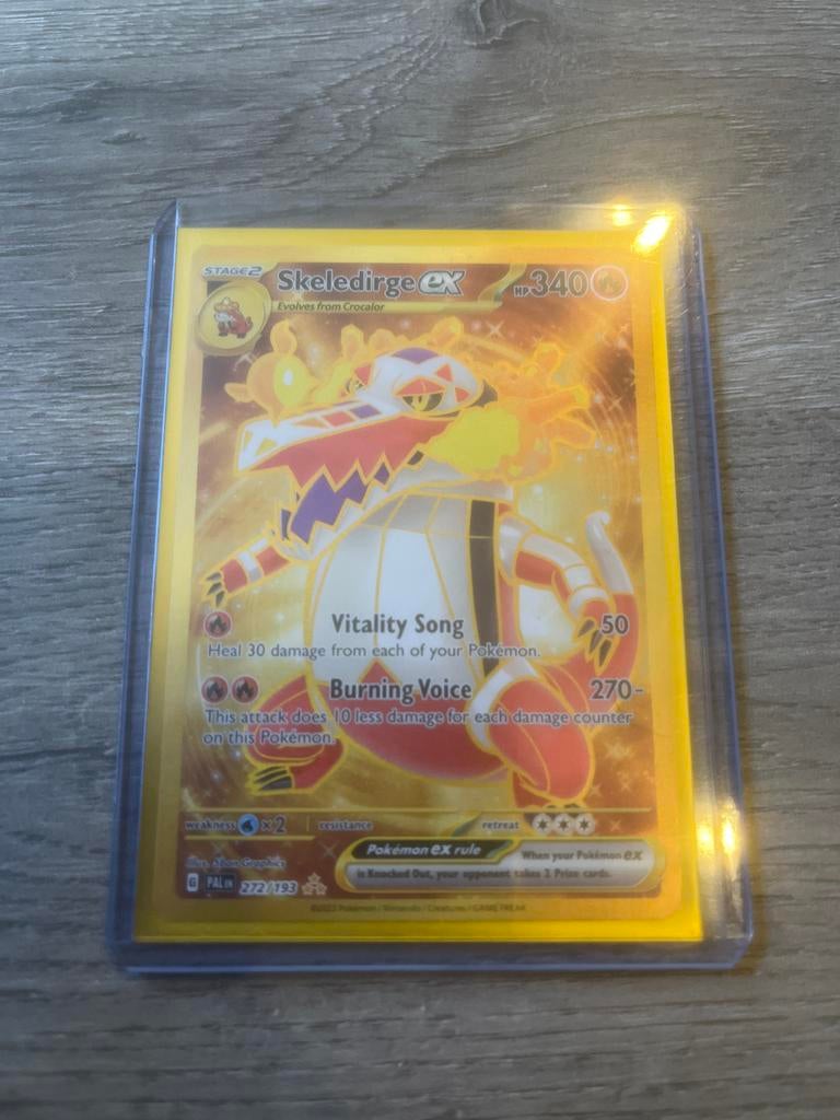 Skeledirge ex 272/193 Gold Secret Rare Pokémon kaart, Ophalen, Zo goed als nieuw, Losse kaart, Foil