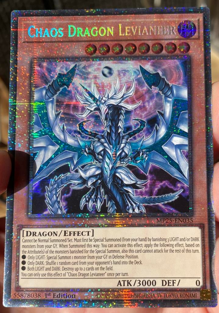 Yu-Gi-Oh! Chaos Dragon Levianeer MP25 1st Starlight Rare !, Ophalen of Verzenden, Zo goed als nieuw, Losse kaart, Foil