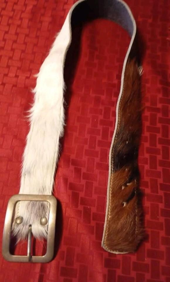 Riem met koeien huid en gesp, 90cm, Ophalen of Verzenden, Bruin, 80 tot 90 cm