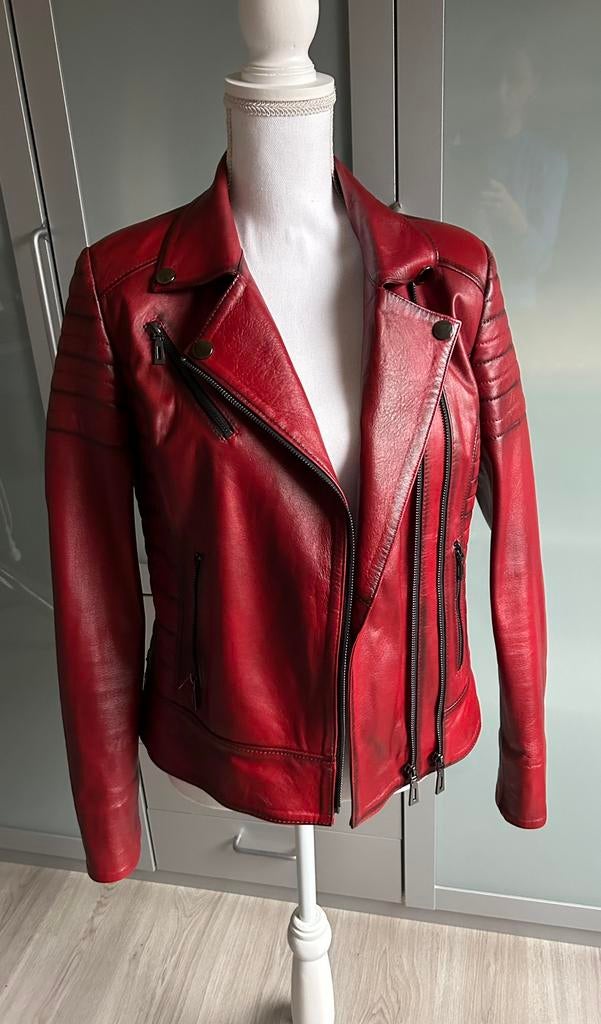 Dames , echt leer slim fit rood bikerjack maat S/M Nieuw!!, Kleding | Dames, Jasjes, Kostuums en Pakken, Ophalen, Nieuw, Jasje