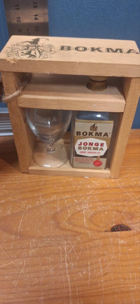 Bokma jenever setje glas en leeg flesje (13525), Bokma, ., Ophalen of Verzenden, Zo goed als nieuw