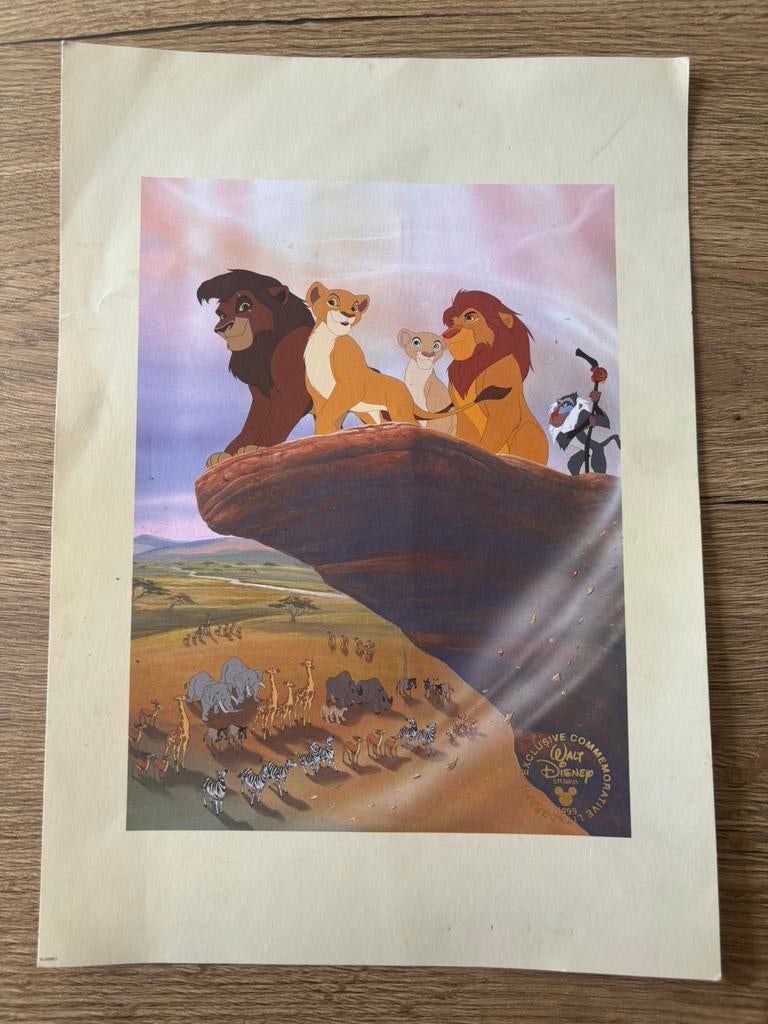 Disney exclusive commemorative lithography, Ophalen of Verzenden, Leeuwenkoning of Jungle Boek, Zo goed als nieuw, Plaatje of Poster