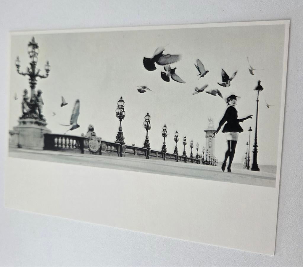 Woman on large bridge with pigeons Annemarieke van den Broek, Verzenden, 1980 tot heden, Ongelopen, Overige thema's