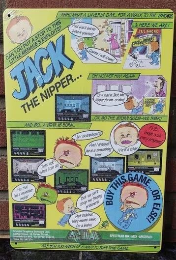MSX Metalen Wandbord Jack the Nipper spectrum Amstrad, Ophalen of Verzenden, Nieuw