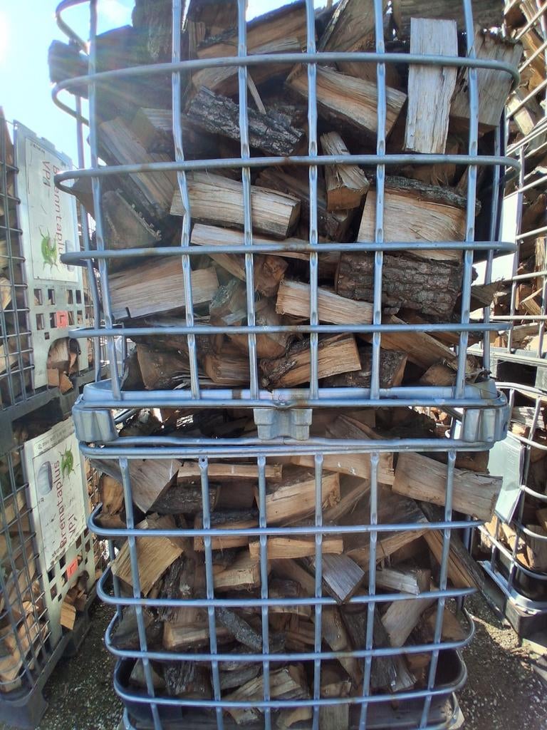 8 kratten halfdroog haardhout 100% eik, grof gekloofd!, Tuin en Terras, Haardhout, 6 m³ of meer, Ophalen, Eikenhout, Blokken