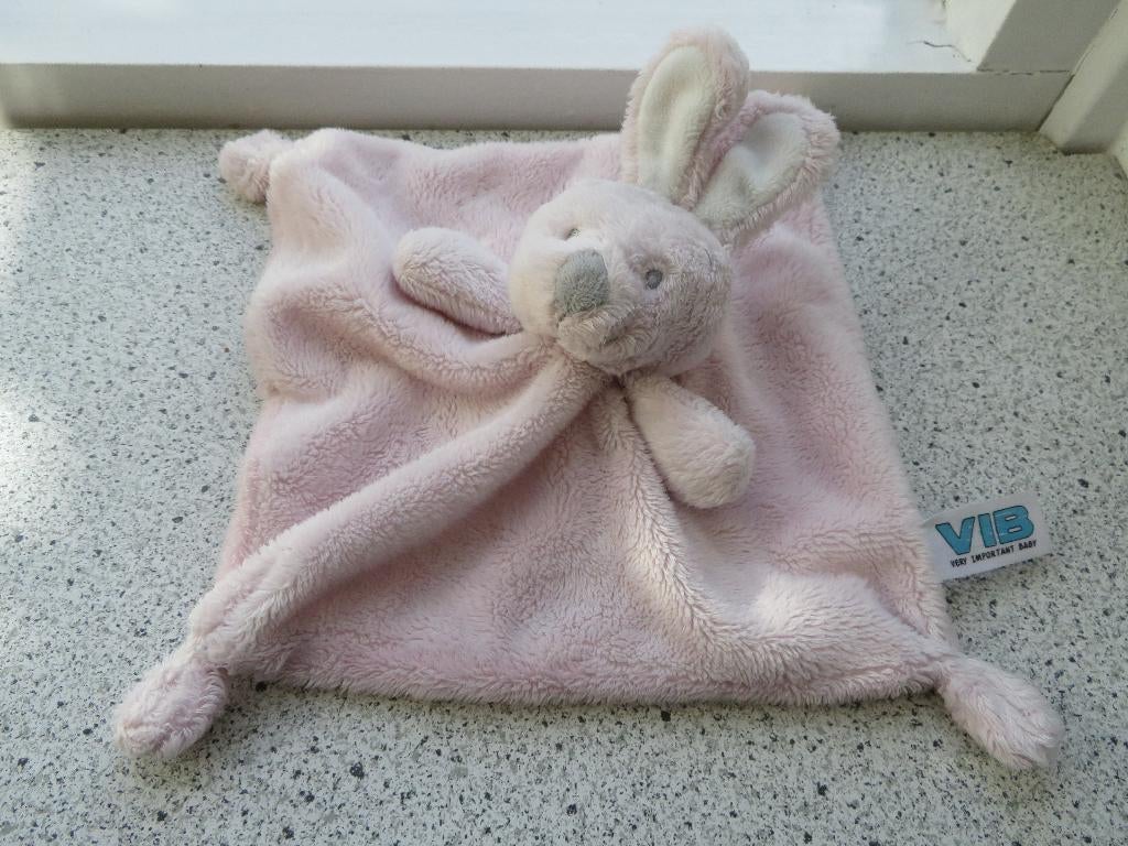 Knuffeldoek konijn licht roze velours VIB Very Important Ba-, Ophalen of Verzenden, Zo goed als nieuw, Konijn