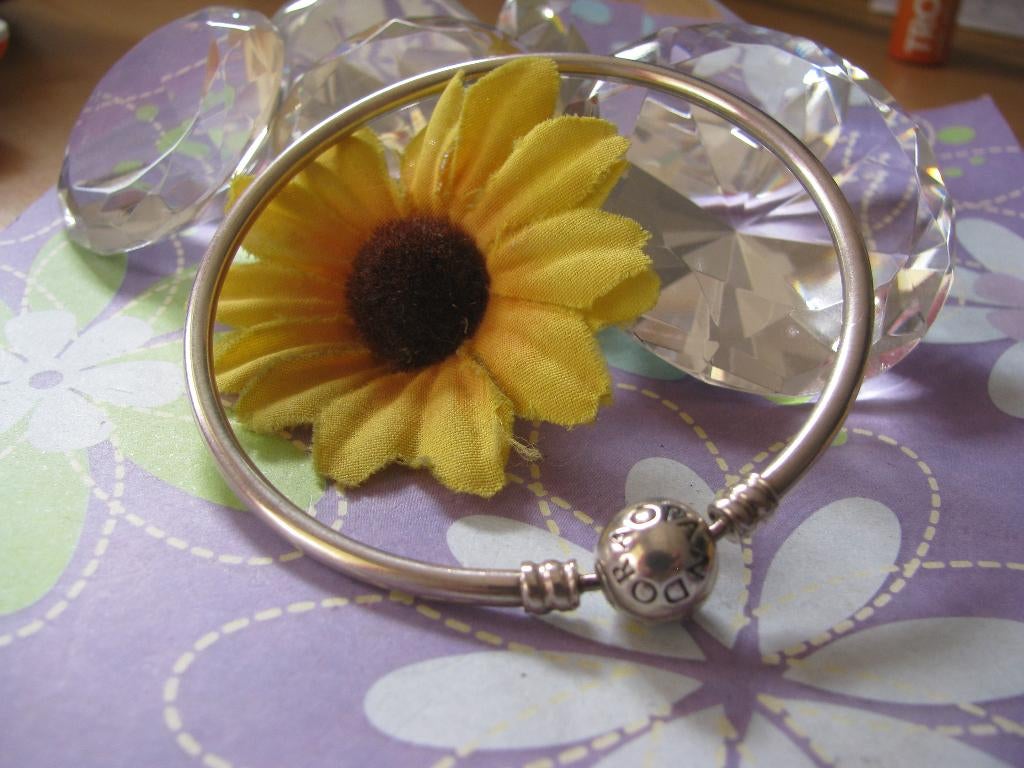 Pandora armband * 'n ECHTE * bangle 590713 * bolclip slot *, Ophalen of Verzenden, Zo goed als nieuw, Zilver, Zilver