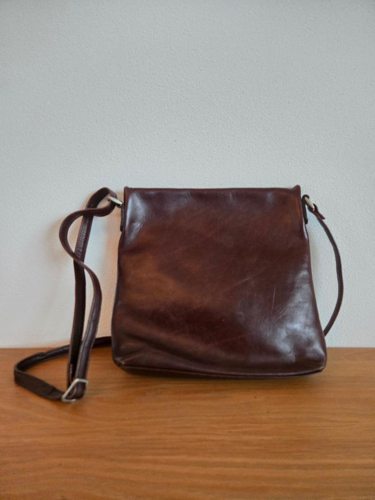 Bosboom leren schoudertas, Overige merken, Gebruikt, Bruin, Ophalen of Verzenden