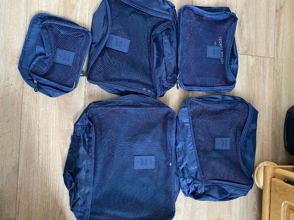 5 delige reisbox met ritsen  nieuw, Ophalen of Verzenden, Nieuw, Zwart, 30 cm of meer
