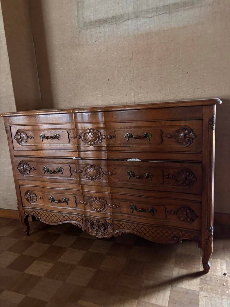 Commode Louis XV-stijl fruitboomhout, Huis en Inrichting, Kasten | Ladekasten, Gebruikt, Minder dan 100 cm, 100 tot 150 cm, 50 tot 75 cm
