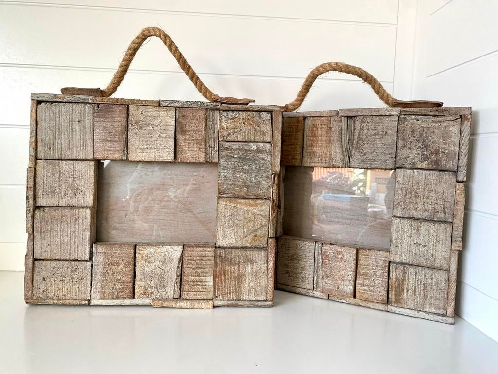 Riviera Maison Houten fotolijsten met touw, Ophalen of Verzenden, Zo goed als nieuw