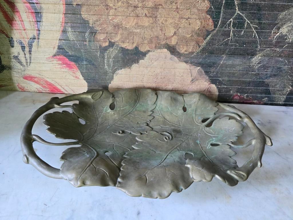 Bronzen schaal druivenblad, Ophalen of Verzenden