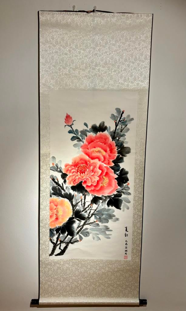 Chinees schilderij bloemen, Ophalen of Verzenden, Zo goed als nieuw