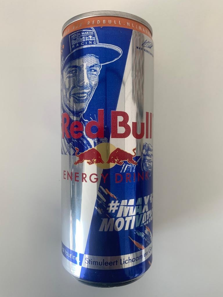Vol Red Bull blikje Max Verstappen, editie 4, zeldzaam., Ophalen of Verzenden, Nieuw, Formule 1