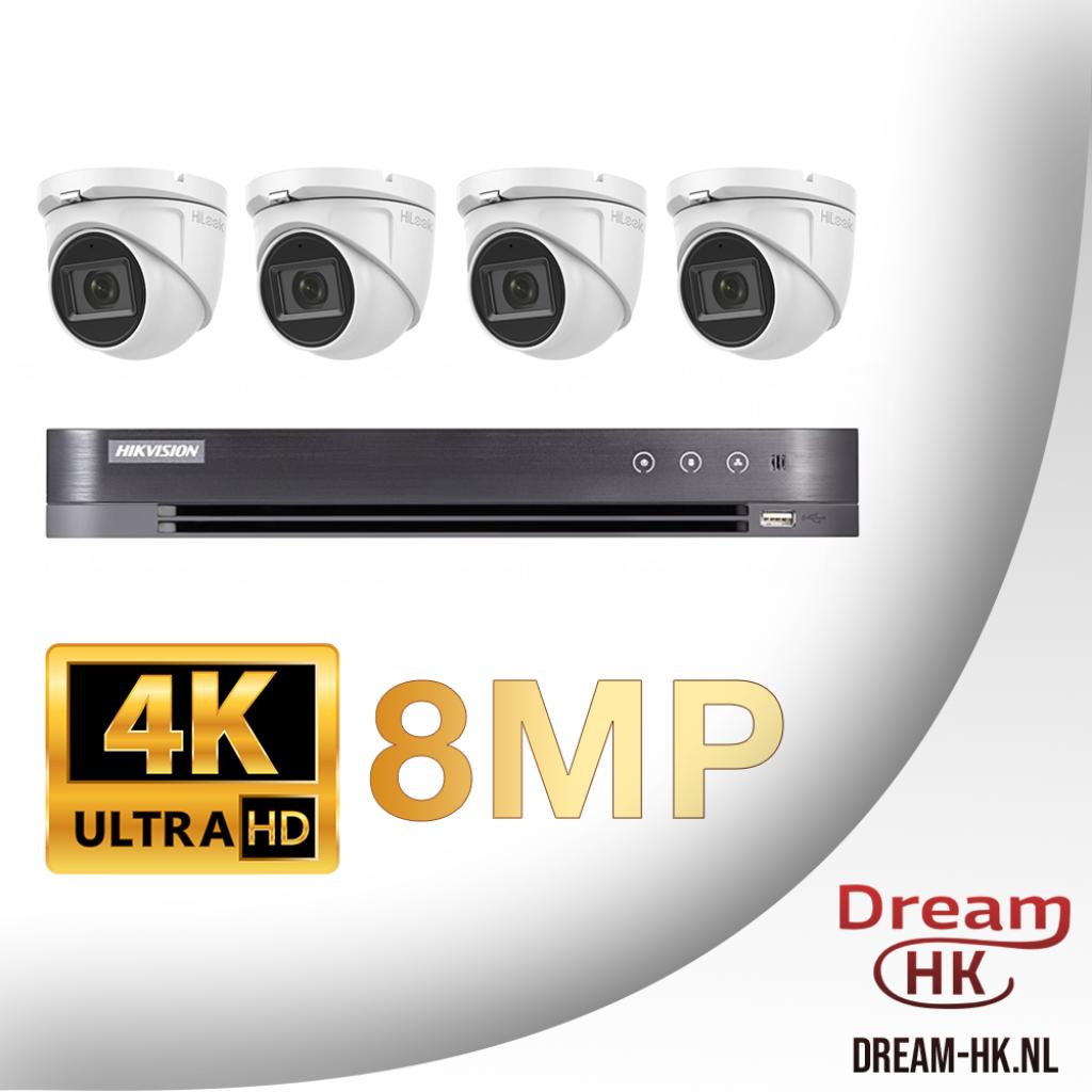 8MP Hikvision HD TVI systeem/4CH DVR + 4x 8MP camera, Ophalen of Verzenden, Nieuw, Buitencamera