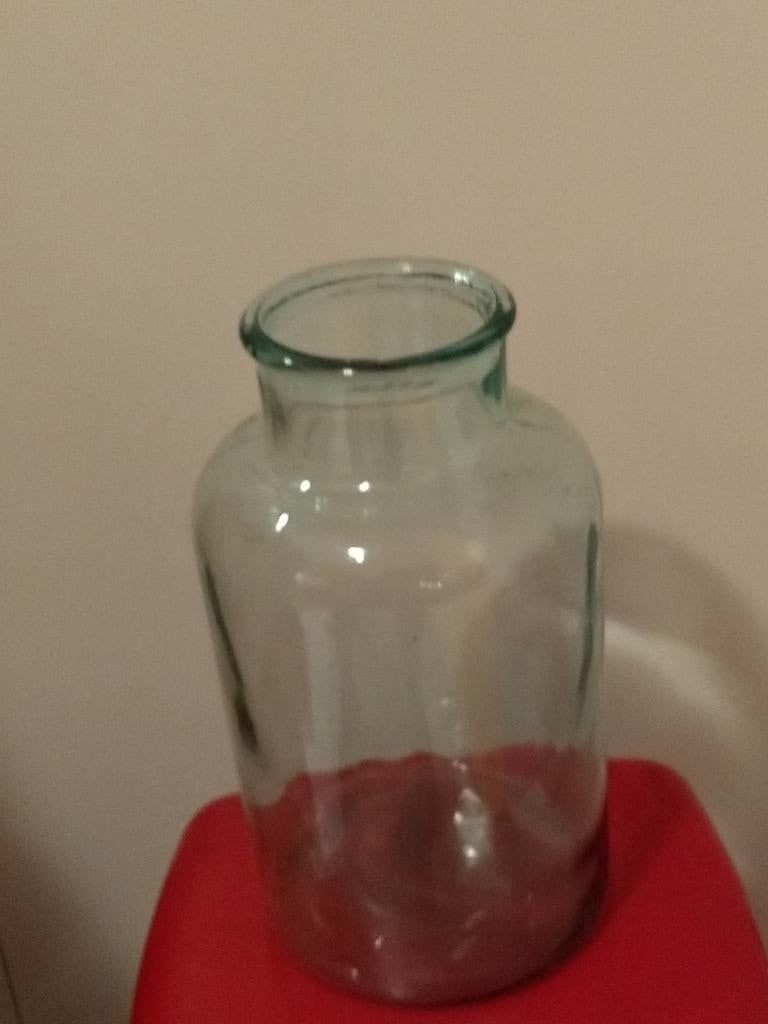 Oude glazen apothekers fles/pot met zweem groen, Antiek en Kunst, Ophalen of Verzenden