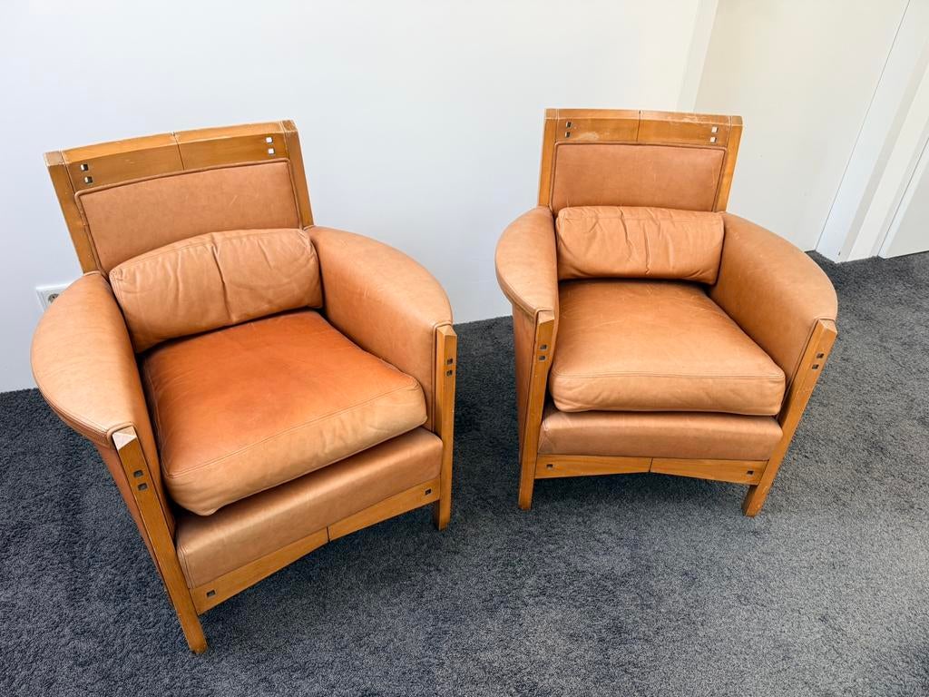 Giorgetti Peggy leren fauteuils, Huis en Inrichting, Fauteuils, 75 tot 100 cm, Ophalen of Verzenden, Zo goed als nieuw, 50 tot 75 cm