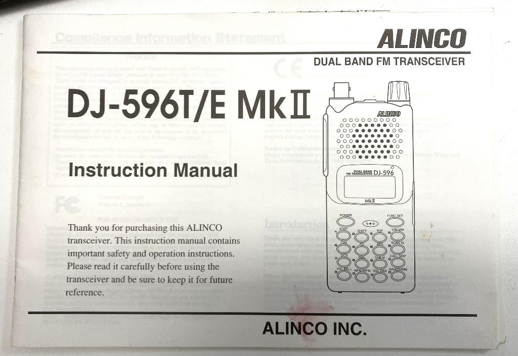Alinco DJ-596T/E MKII handleiding inclusief verzending, Ophalen of Verzenden, Gebruikt, Zender en Ontvanger
