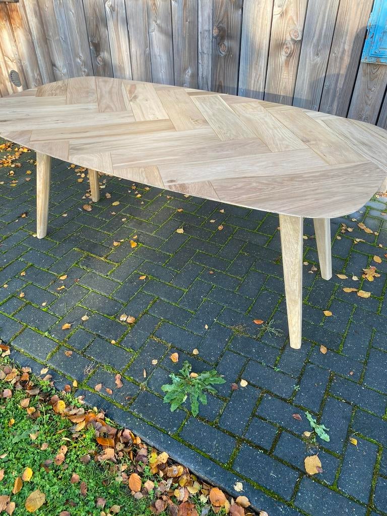 Visgraat tafelblad, Huis en Inrichting, Tafels | Eettafels, Ophalen, 100 tot 150 cm, Eikenhout, Vijf personen of meer