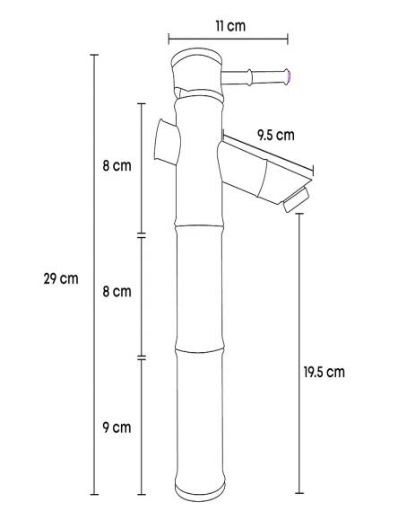 Wastafelkraan Waskom mengkraan Bamboe Jungle Brons FUN&GOOD, Overige kleuren, Nieuw, Minder dan 100 cm, 25 tot 50 cm